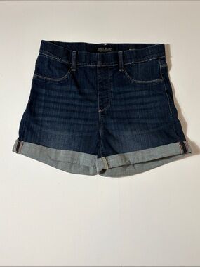 Judy Blue Pull On Denim Shorts Women’s Large Dark Wash Cuffed Stretch